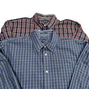 Lands End Lot of 2 button down shirts men’s size 17.5-35 No Iron long sleeve